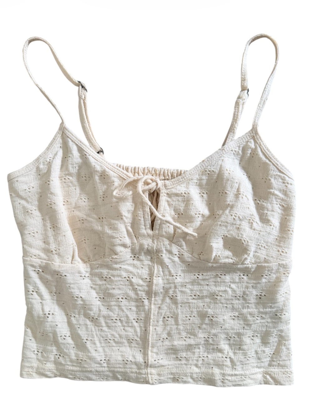 Billabong Cream Eyelet Tie-Front Cropped Cami